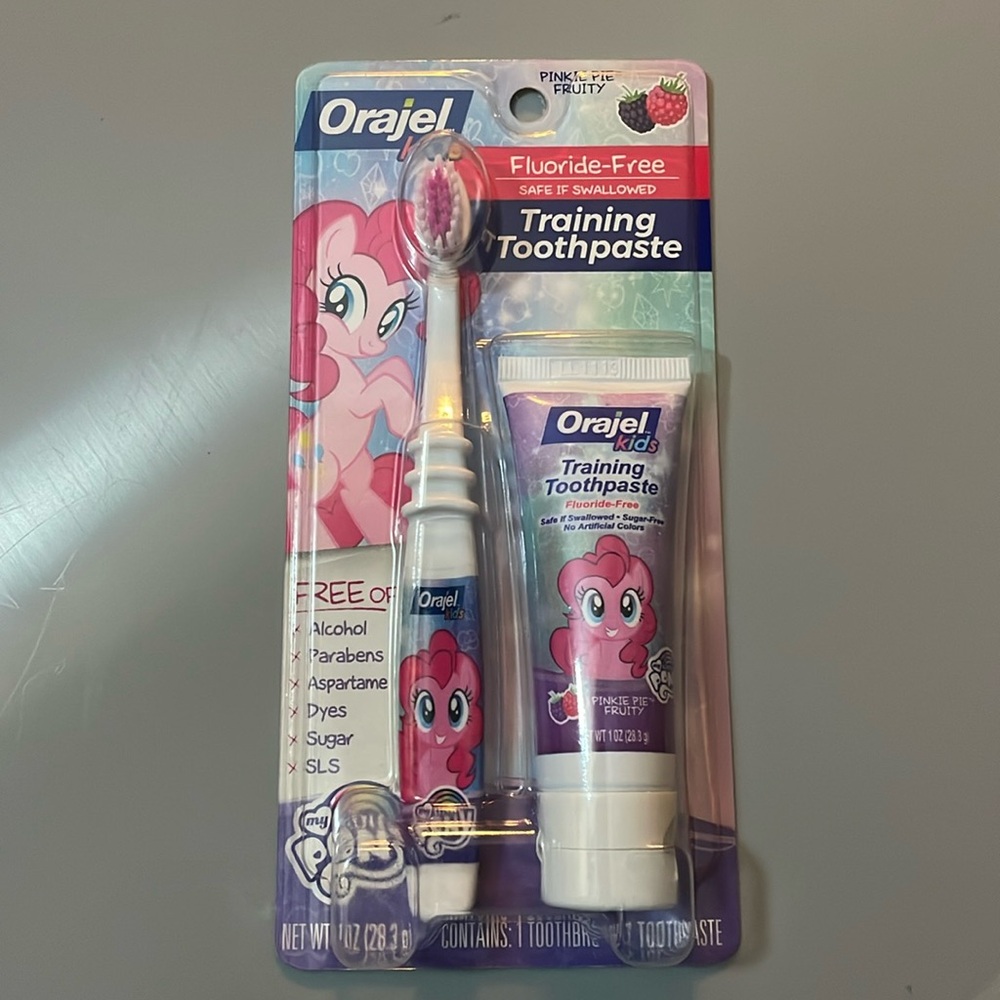 Orajel Pinky Pie Fruity Kids Training Toothbrush+Toothpaste1 Oz